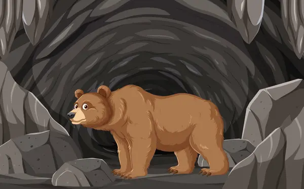 Illustrazione Orso Piedi Una Grotta Buia — Vettoriale Stock