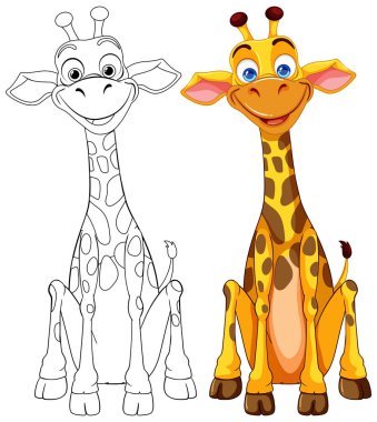 Renkli ve özet çizilmiş bir zürafanın vektör çizimi