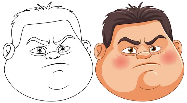 Two Cartoon Faces Showing Anger Annoyance — Stock Vector
