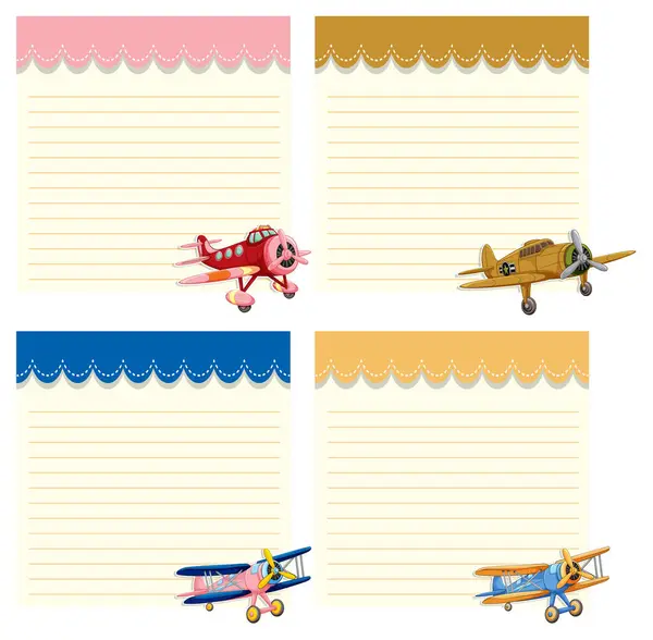 Illustration Classic Airplanes Notebook Backgrounds — Stock Vector