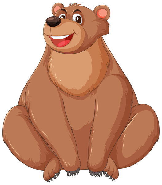 Vector illustration of a smiling, seated brown bear