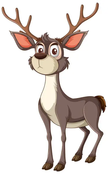 Vector Illustration Happy Young Reindeer — Stock Vector