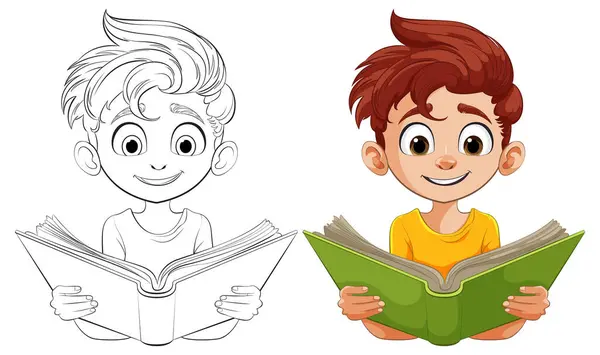Veselé Dětské Čtení Ponořené Příběhu — Stockový vektor