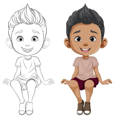 Renkli ve özet çizilmiş bir çocuğun vektör çizimi.