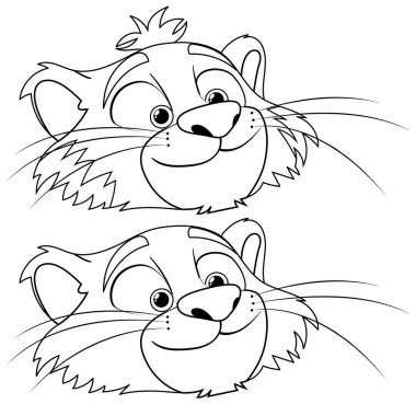 Vektör stilinde gülümseyen iki kaplan yüzü