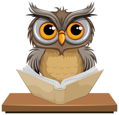 Çizgi film baykuşu bir kitap okumaya kendini kaptırdı