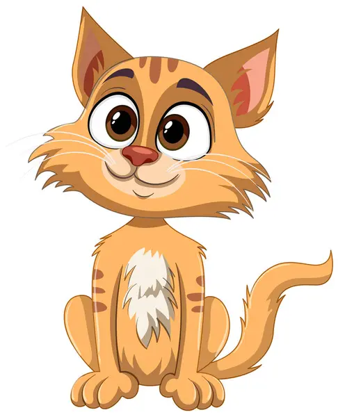 可爱的 笑容可亲的橙色小猫咪图解 — 图库矢量图片