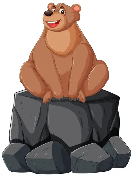 Wektor Ilustracja Szczęśliwego Niedźwiedzia Kamieniach — Wektor stockowy