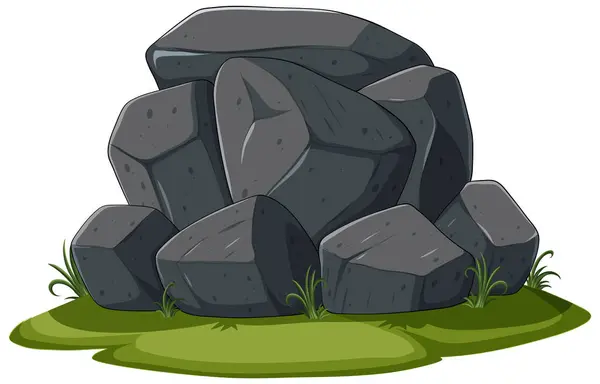 Yeşil Çimenli Kayaların Vektör Çizimi — Stok Vektör