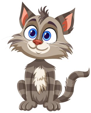 Sevimli çizgili kedi yavrusu vektör çizimi oturuyor..
