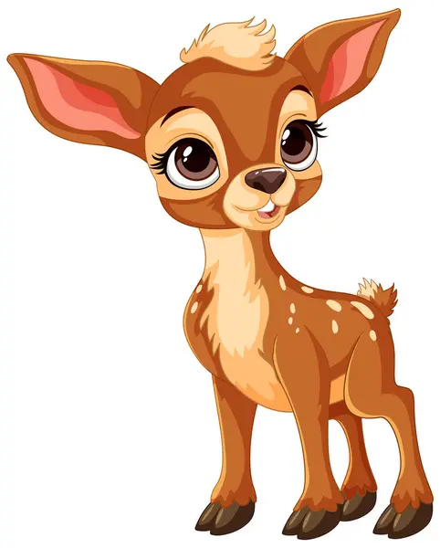 Cute Wide Eyed Fawn Standing Playful Smile — Stock Vector