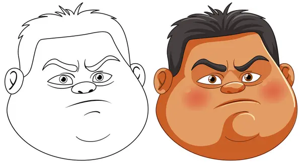 Two Cartoon Faces Angry Expressions Vector Art — Stock Vector