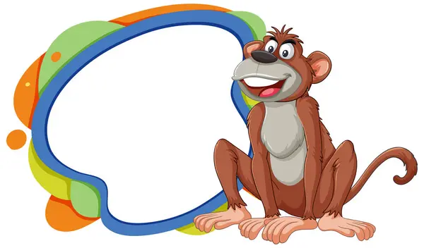 スピーチバブルで幸せな猿のベクトルイラスト — ストックベクタ