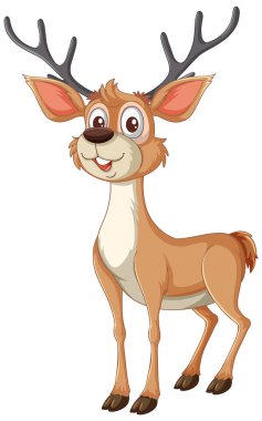 Vektör tarzı boynuzları olan mutlu bir ren geyiği..