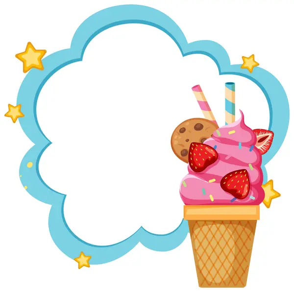 Colorful Ice Cream Cone Cloud Stars — Stock Vector