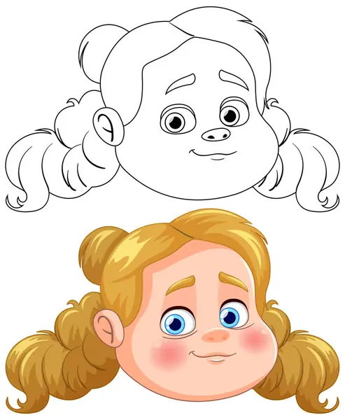 Vektor Illustration Lycklig Ung Flickas Ansikte — Stock vektor