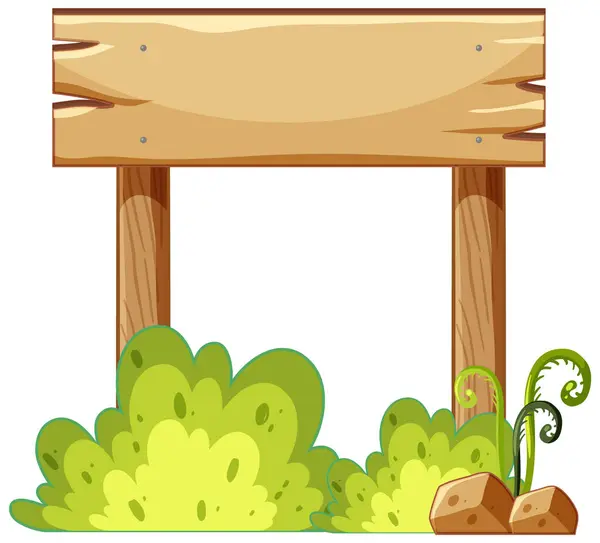 Kreslený Dřevěný Nápis Mezi Bujnou Zelení — Stockový vektor