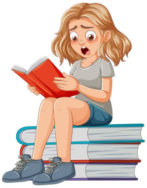 Kız kitap okurken şaşırdı