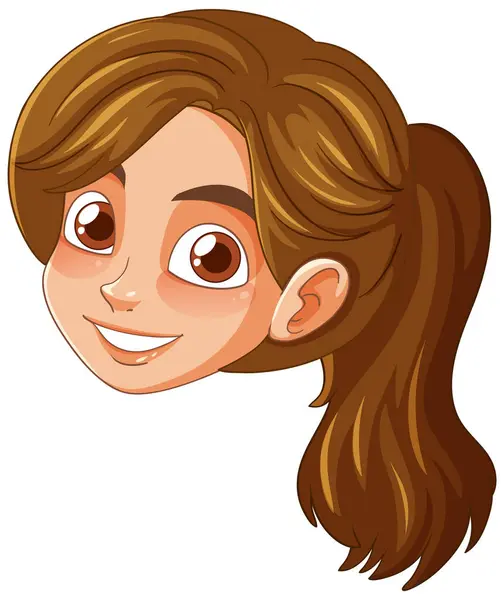 Vector Illustration Smiling Young Girl Face — Stock Vector