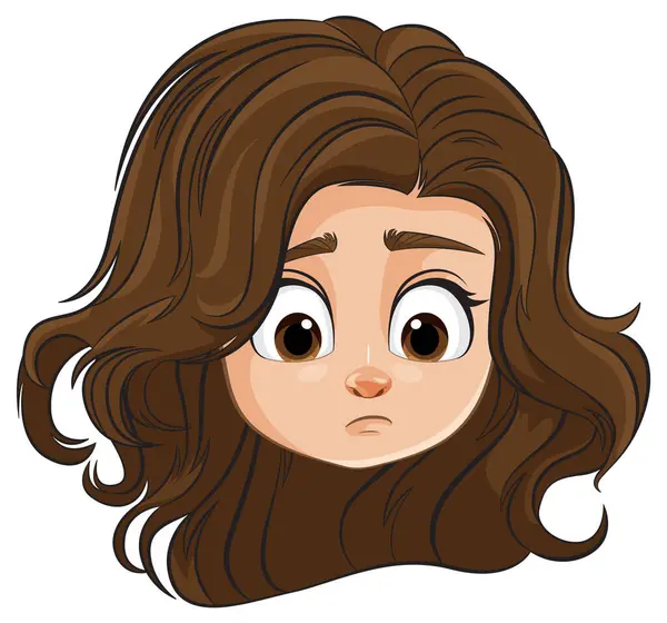 Vector Illustration Concerned Young Girl — Stock Vector