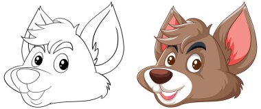 Çizimden renkli karikatür köpeğine vektör geçişi