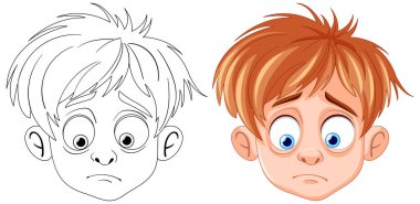 İki duygusal durumu olan bir çocuğun vektör çizimi.