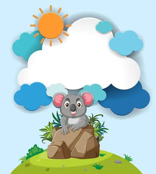 Mignon Koala Assis Sur Rocher Sous Soleil — Image vectorielle