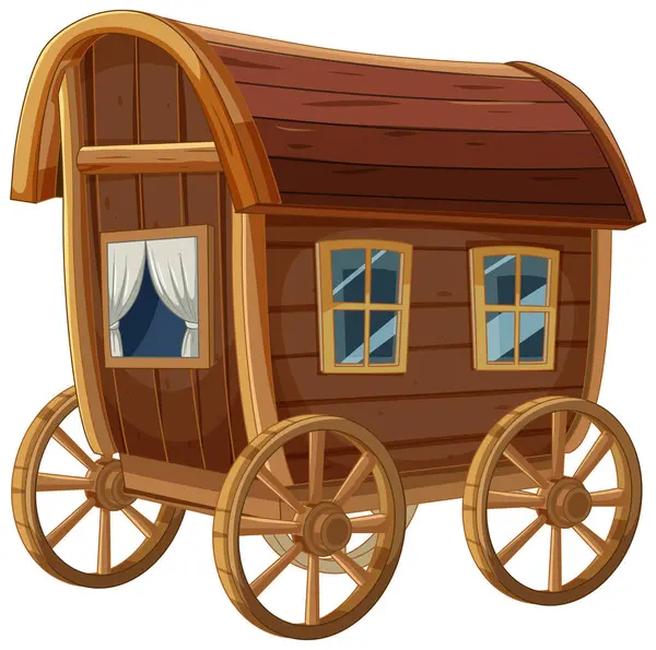 Kreskówka Staromodnego Drewnianego Wagonu — Wektor stockowy