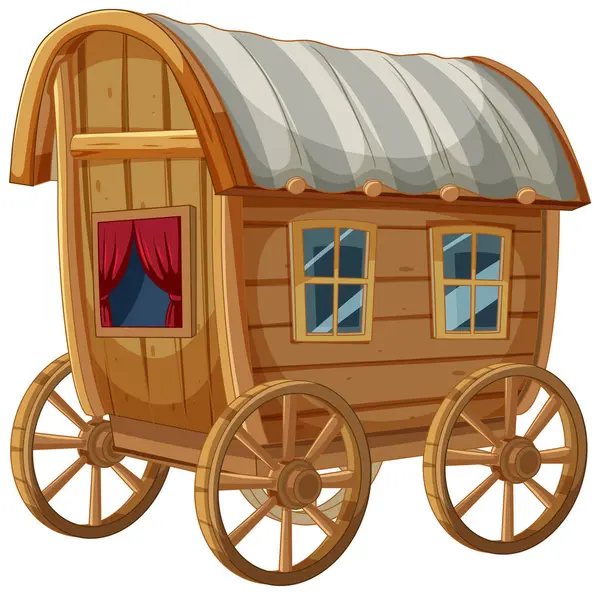 Illustration Old Fashioned Wooden Wagon — Stock Vector