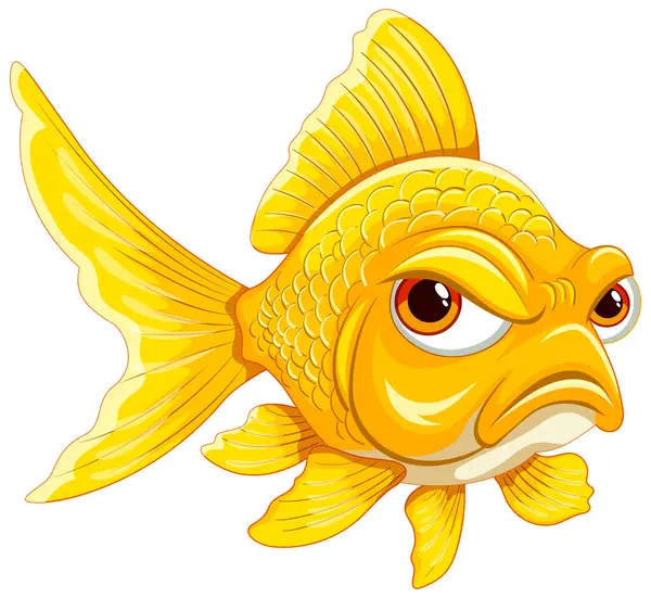 Vector Colorat Unui Pește Aur Desene Animate Nemulțumit — Vector de stoc