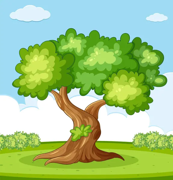 Ilustração Vetorial Uma Árvore Vibrante Dia Ensolarado — Vetor de Stock