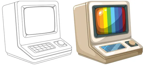 Векторная Иллюстрация Классического Компьютера Телевидения — стоковый вектор