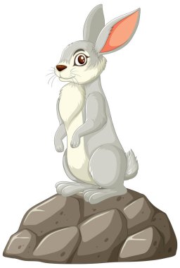 Illustration of a rabbit standing on stones clipart