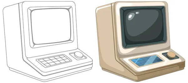 Два Ретро Компьютера Мониторами Клавиатурами — стоковый вектор
