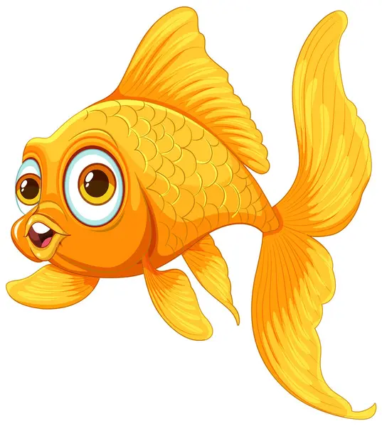Colorful Vector Illustration Single Goldfish — Stock Vector