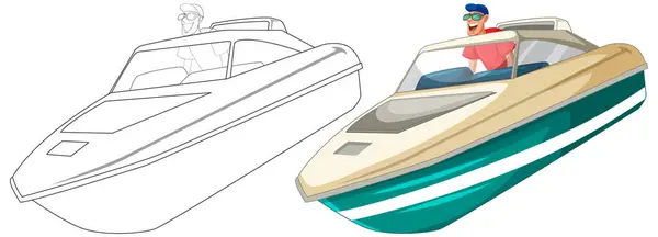 Colorful Vector Art Two Speedboats One Driver — Stock Vector