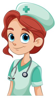 Gülümseyen kadın hemşirenin vektör çizimi