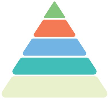 Yığılmış renkli şekillerin basit vektör illüstrasyonu.