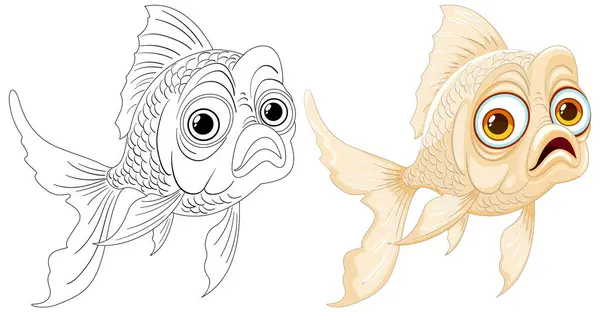 Vektor Illustration Eines Goldfisches Zwei Stilen — Stockvektor