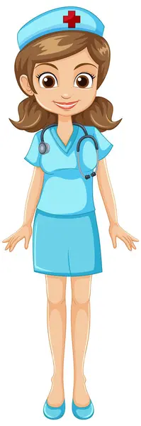 Vektor Ilustrasi Seorang Perawat Wanita Tersenyum - Stok Vektor