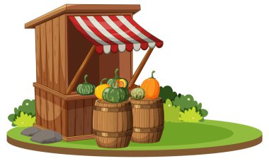 Kırsal bir çiftlik standının vektör illüstrasyonu