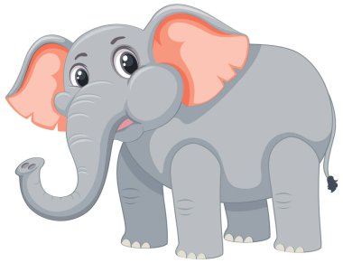 Büyük pembe kulaklı sevimli gri fil