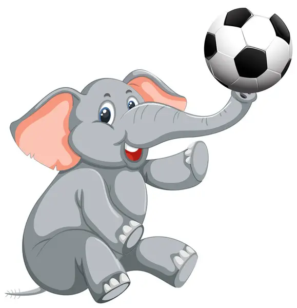 Cartoon Elephant Playing Black White Soccer Ball Grafik Vektor