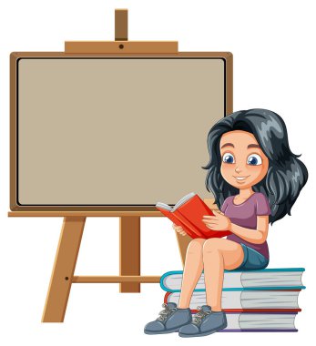 Kitap okuyan kız, boş bir sehpanın yanında oturuyor.