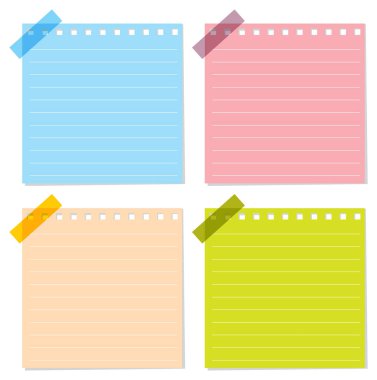 Yapışkan bantlı dört renkli yapışkan nota