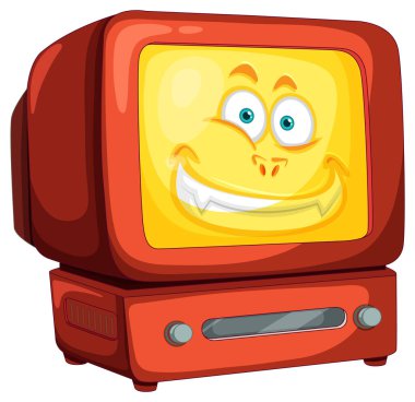 Mutlu yüzlü renkli animasyon televizyon.
