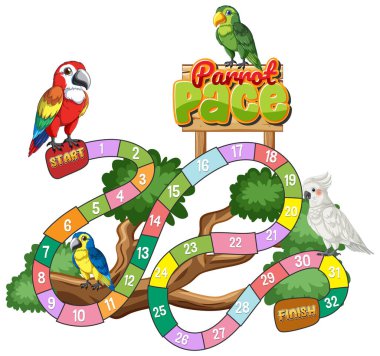 Sayılı bir masa oyununda renkli papağanlar