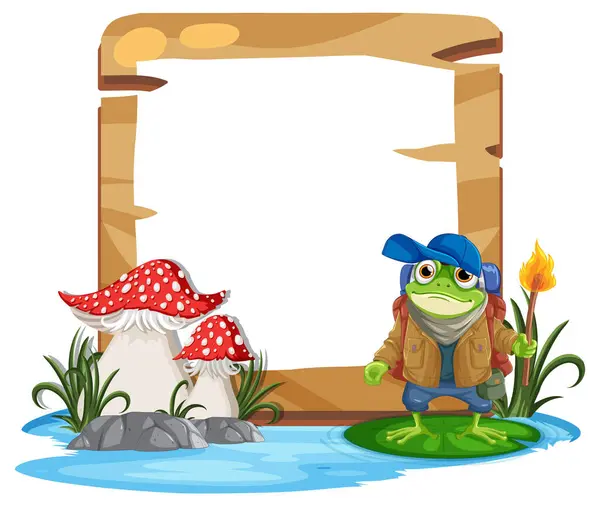 Cartoon Frog Clothes Standing Lily Pad Royalty Free Stock Vectors