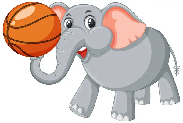 Cheerful Elephant Holding Basketball Royalty Free Stock Vectors