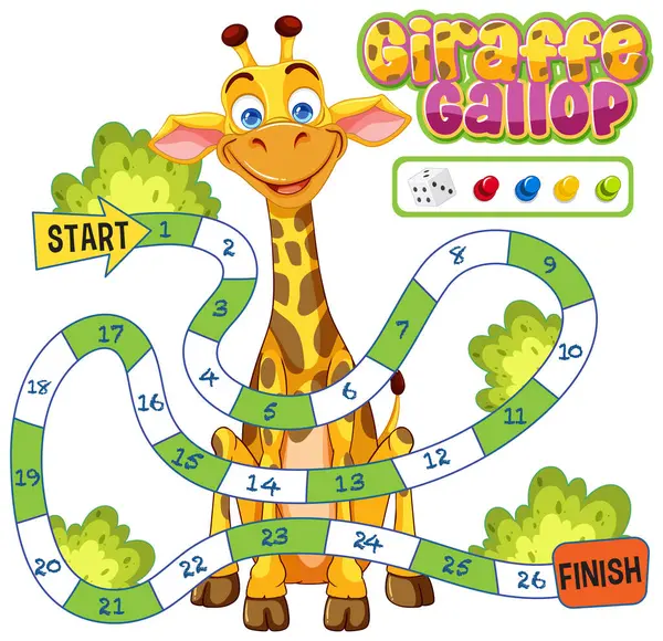 Colorful Children Board Game Cute Giraffe Stock Illustration